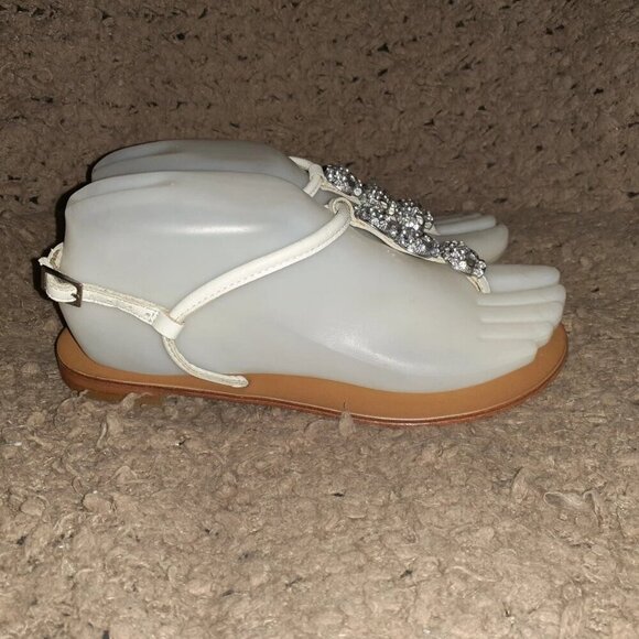 ASH-Marcel-Crystal Silver Skulls-White Leather Ankle Strap Flat Sandal-Sz36-NWOB - Picture 4 of 8